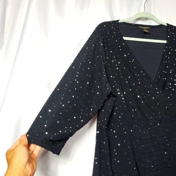 Susan Lawrence size 2X black sparkly top - Picture 5 of 8